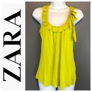 ZARA lime green sleeveless tank top with bow